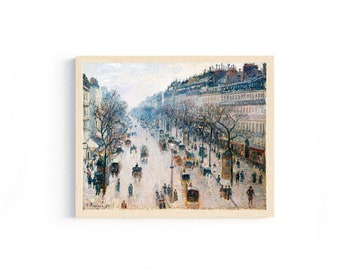 カミーユ・ピサロ作「冬の朝のモンマルトル大通り」プリント