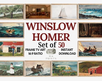 Winslow Homer Frame TV Art Set of 50 Bundle | Vintage Landscape Painting | Instant Download | Realism Art | American Artist | Nautical