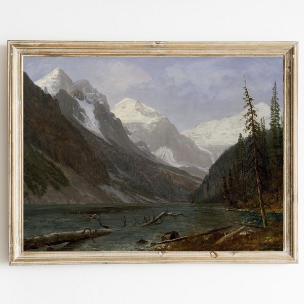 Canadian Rockies (Lake Louise) by Albert Bierstadt Printable | Banff National Park Mountain Art | Alberta Canada Print | Canadian Landscape