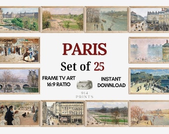 Paris France Frame TV Art Set of 25 Bundle | French Landscape Paintings | French Cityscape | Digital Download | European Cityscape