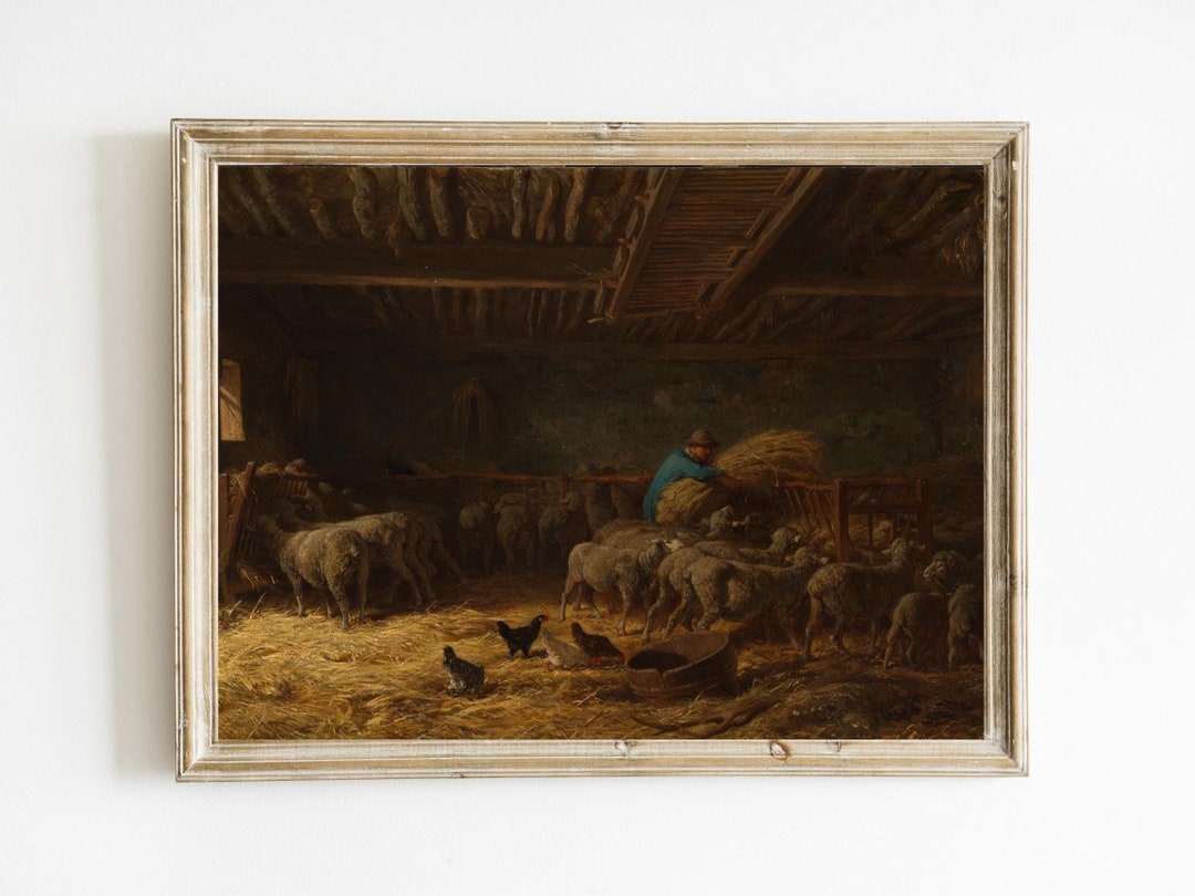 Charles Jacque - the Sheepfold Printable | Moody Farmhouse Painting ...