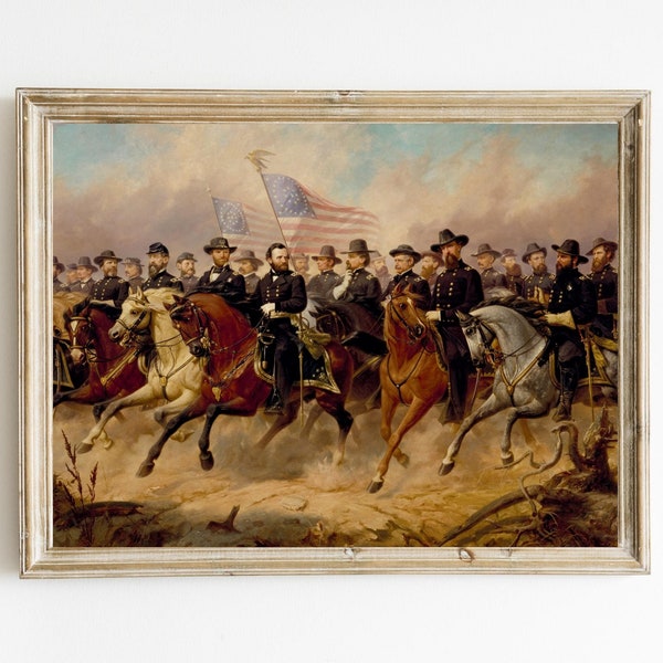 General Grant and His Generals by Ole Peter Hansen Balling Printable | Vintage Civil War Oil Painting | Union Army Military | US President