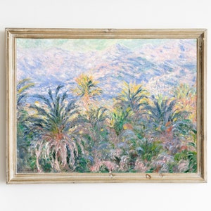 Claude Monet - Palmeras en Bordighera (imprimible) / Paisaje rural italiano / Arte impresionista / Bordighera, Italia / Bahía de Ventimiglia
