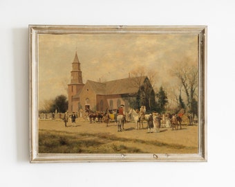 Old Bruton Church, Williamsburg, Virginia by Alfred Wordsworth Thompson Printable | Church Oil Painting | Colonial Artwork | Cityscape
