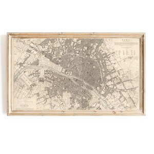 Mapa antigo de Paris (1834) Samsung Frame TV, Mapa antigo TV Art, Paris Street Metro Cityscape TV Art, Cidade das Luzes, Viagem francesa TV Art