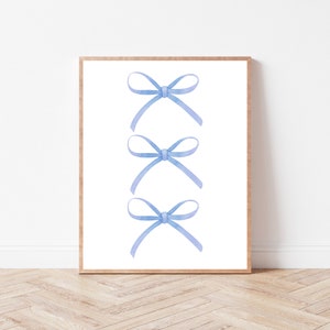 Aquarell blaues Bogen-Trio Kunstdruck | Sofortdownload | Grand Millennial | Feminine zierliche Illustration | Kinderzimmer Dekor | Kinderzimmer
