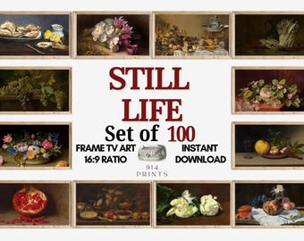 Still Life Samsung Frame TV Art Set of 100 Bundle | Moody Botanical Painting Art Collection | Vintage Famous Food Art | Instant Download