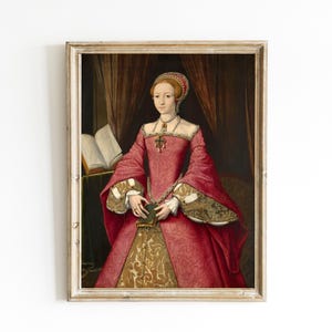 Princess Elizabeth by William Scrots Printable, British Royalty Art, Royalcore Oil Painting, British History, House of Tudor, UK Royalty