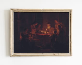 Jewish rabbi reading to his family Printable, Judaism Art, Torah Reading, Jewish Torah Theology, Antique Judaica Painting, Tanakh Reading