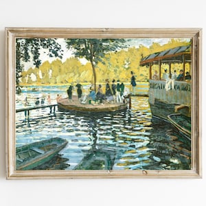 Claude Monet - La Grenouillère Printable | Vintage French Painting |  Monet Impressionist Art | Parisian Swimmers | French Spa Painting