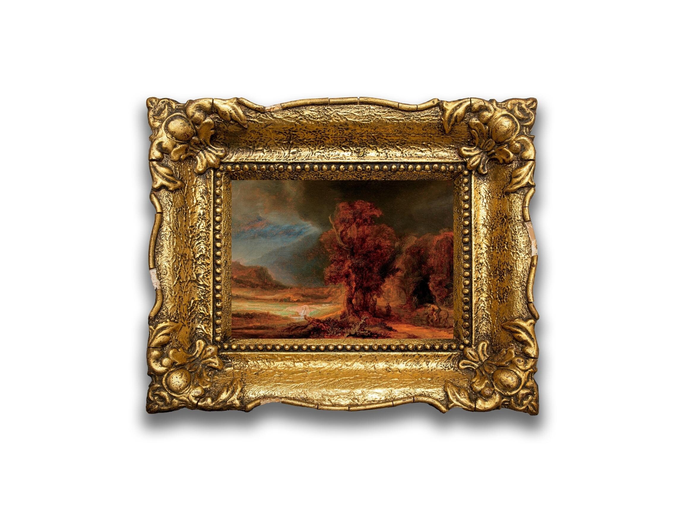 レンブラント ファン レイン オランダ 額縁 インテリア レンブラント・ファン・レイン - 善きサマリア人のいる風景画（印刷