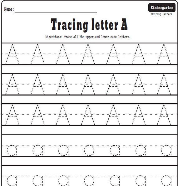 Tracing Alphabet Printable Worksheet Digital File-PDF File | Etsy