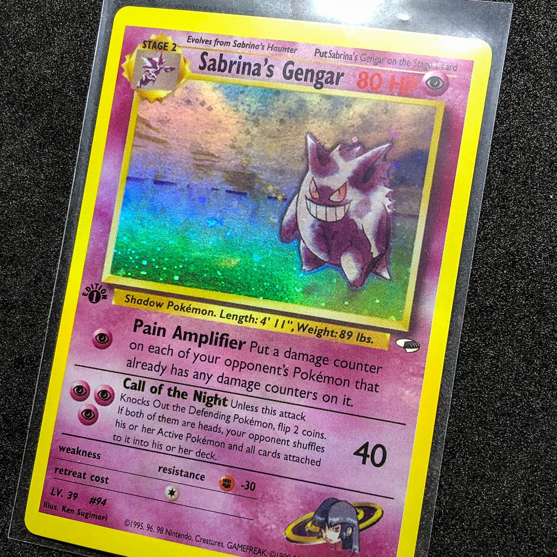 Holo Sabrina's Gengar Gym Heroes 1st Edition Pokemon Card Etsy