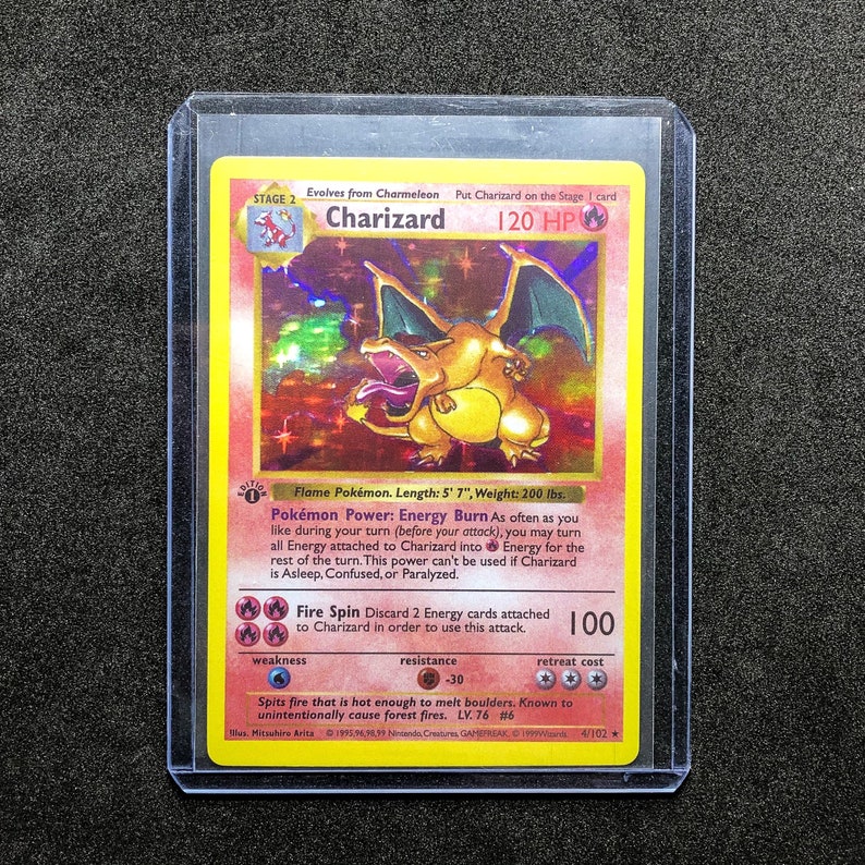Holo Charizard Base Set 1st Edition Shadowless Pokemon Card Etsy