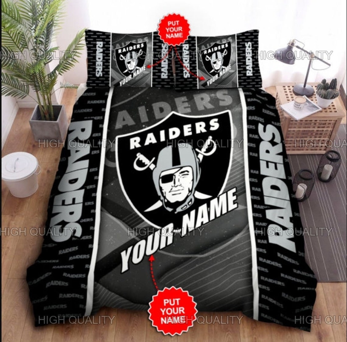 Custom Name Oakland Raiders Bedding Twin Queen King Size Etsy