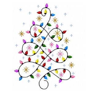 Merry Christmas tree embroidery design -4 sizes Instant Download