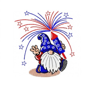 American gnome embroidery design, independence day embroidery design - 4 sizes Instant Download