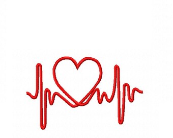 Heart embroidery design 4 sizes Instant Download