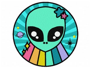Alien embroidery design - 5 sizes Instant Download