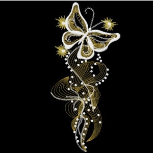 Magic buttefly on a black background embroidery design - 8 sizes Instant Download