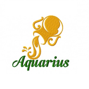 Zodiac sign Aquarius embroidery design - 4 sizes Instant Download