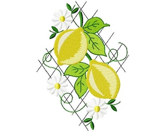 Lemon embroidery design - 5 sizes Instant download