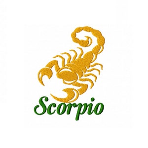Zodiac sign Scorpio embroidery design - 4 sizes Instant Download