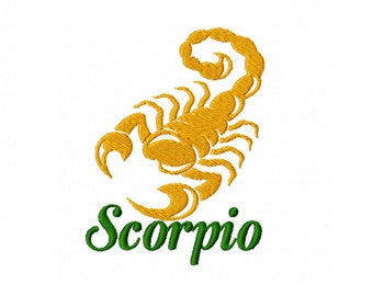 Zodiac sign Scorpio embroidery design - 4 sizes Instant Download