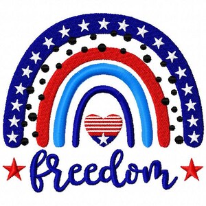 USA freedom rainbow america embroidery design 4th of july  - 5 sizes Instant Download