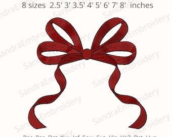 Mini Bow Machine Embroidery Design: 8 Sizes, Multiple Formats (Instant Download)