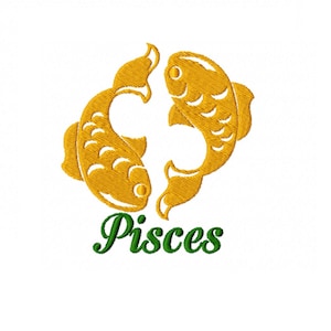 Zodiac sign Pisces embroidery design - 4 sizes Instant Download