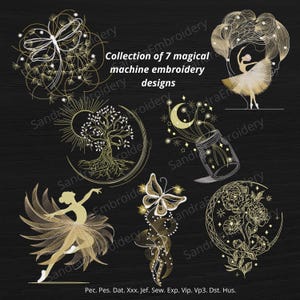 Magic Embroidery Design Bundle – 7 Boho magic Machine Embroidery Patterns – Instant Download