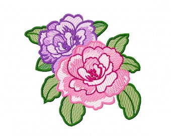 Peone embroidery design - 4 sizes Instant Download