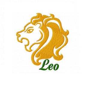 Zodiac sign Leo embroidery design - 4 sizes Instant Download
