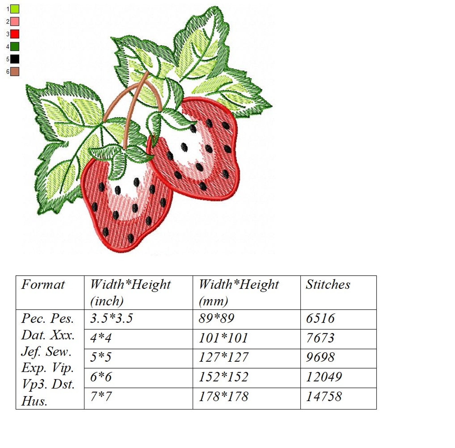 Strawberry Embroidery Design 5 Sizes Instant Download Etsy