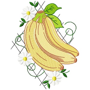 Banana embroidery design - 5 sizes Instant download