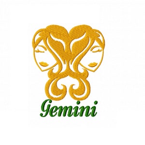Zodiac sign Gemini embroidery design - 4 sizes Instant Download