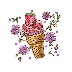 Ice creame embroidery design - 4 sizes Instant download