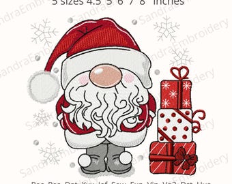 Santa christmas gnome embroidery design - 5 sizes Instant Download