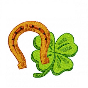 St. Patricks Day horseshoe embroidery design - 6 sizes Instant Download