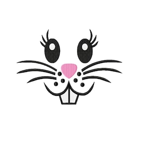 Bunny face embroidery design, rabbit embroidery design, easter embroidery design - 6 sizes