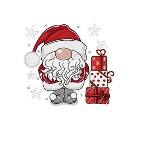 Santa christmas gnome embroidery design - 5 sizes Instant Download
