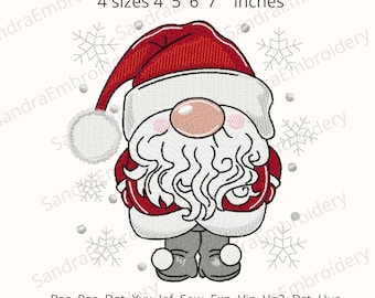 Santa christmas gnome embroidery design - 4 sizes Instant Download