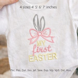 My first Easter embroidery design Baby bow easter embroidery file - 4 sizes Instant Download