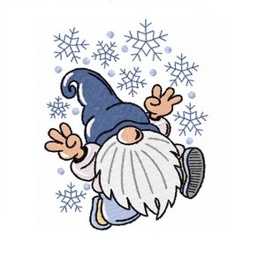 Winter gnome embroidery design - 4 sizes Instant Download