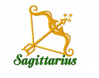 Zodiac sign Saggitarius embroidery design - 4 sizes Instant Download