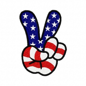 USA peace embroidery design 4th of july  - 5 sizes Instant Download
