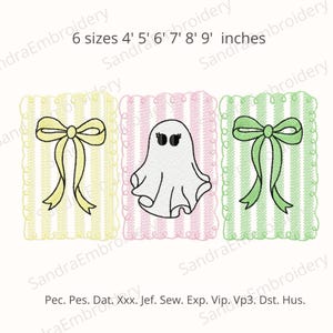 Halloween Season Embroidery Design – Girly Halloween Coquette Spooky Vibes Ghost Embroidery Design - 6 Sizes - Instant Download