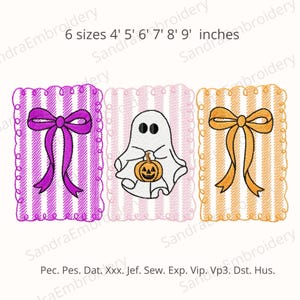 Halloween Season Embroidery Design – Girly Halloween Coquette Spooky Vibes Ghost Embroidery Design - 6 Sizes - Instant Download