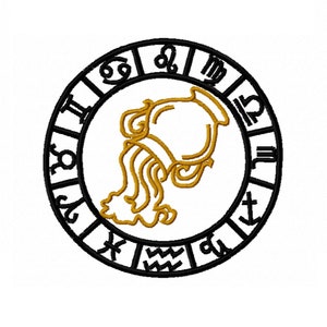 Zodiac sign Aquarius embroidery design - 4 sizes Instant Download